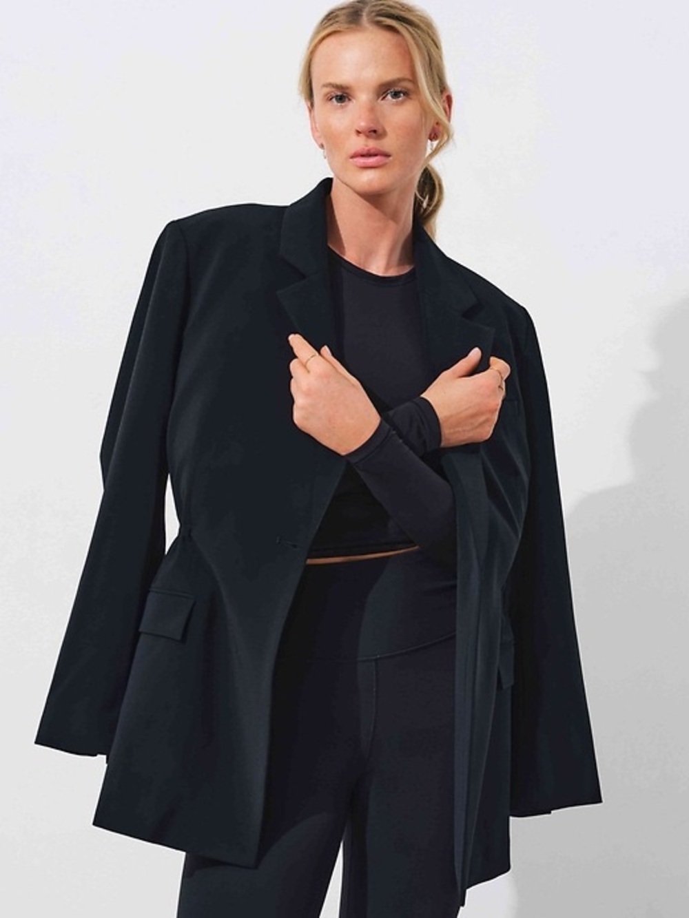 Athleta MVP Black Cinch Waist Blazer Jacket